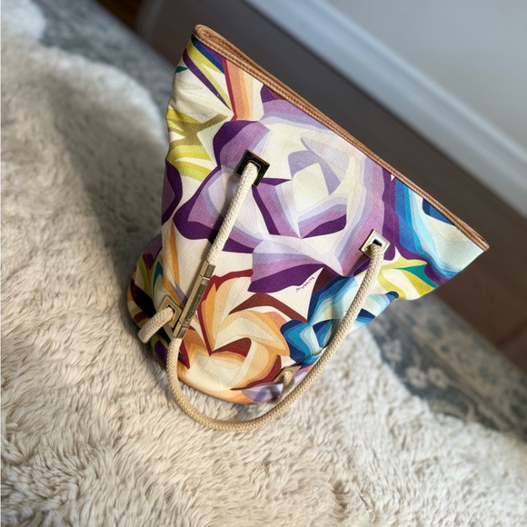 Missoni Multicolor Abstract Bucket leather canvas Shoulder Bag - Picture 3 of 15